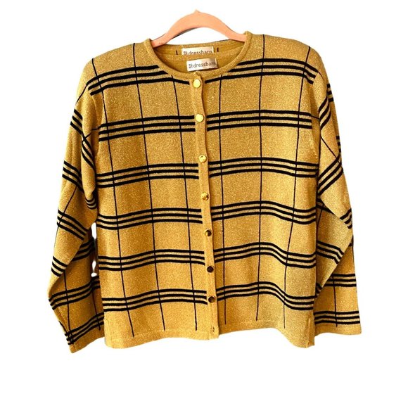 Dress Barn Women's 2 Piece Cardigan and Top Gold Metallic Size Medium - Picture 2 of 6